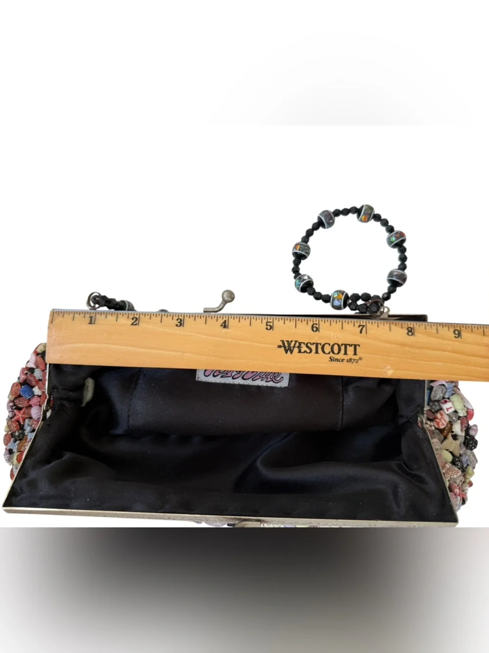 Vintage Y2K Far Nine Multi Colored Beaded Handbag Clutch Whimsical EUC